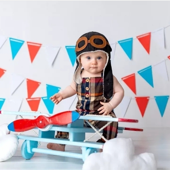 Aviator Hat First Birthday Outfit Cake Smash Outfit Time Flies Birthday - Picture 7 of 8